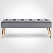 Nutech Impex Modern Velvet Bench Ottoman with Gold Metal Legs | Tufted Upholstered Bench for Bedroom, Living Room & Entryway | Footrest & Accent Seating