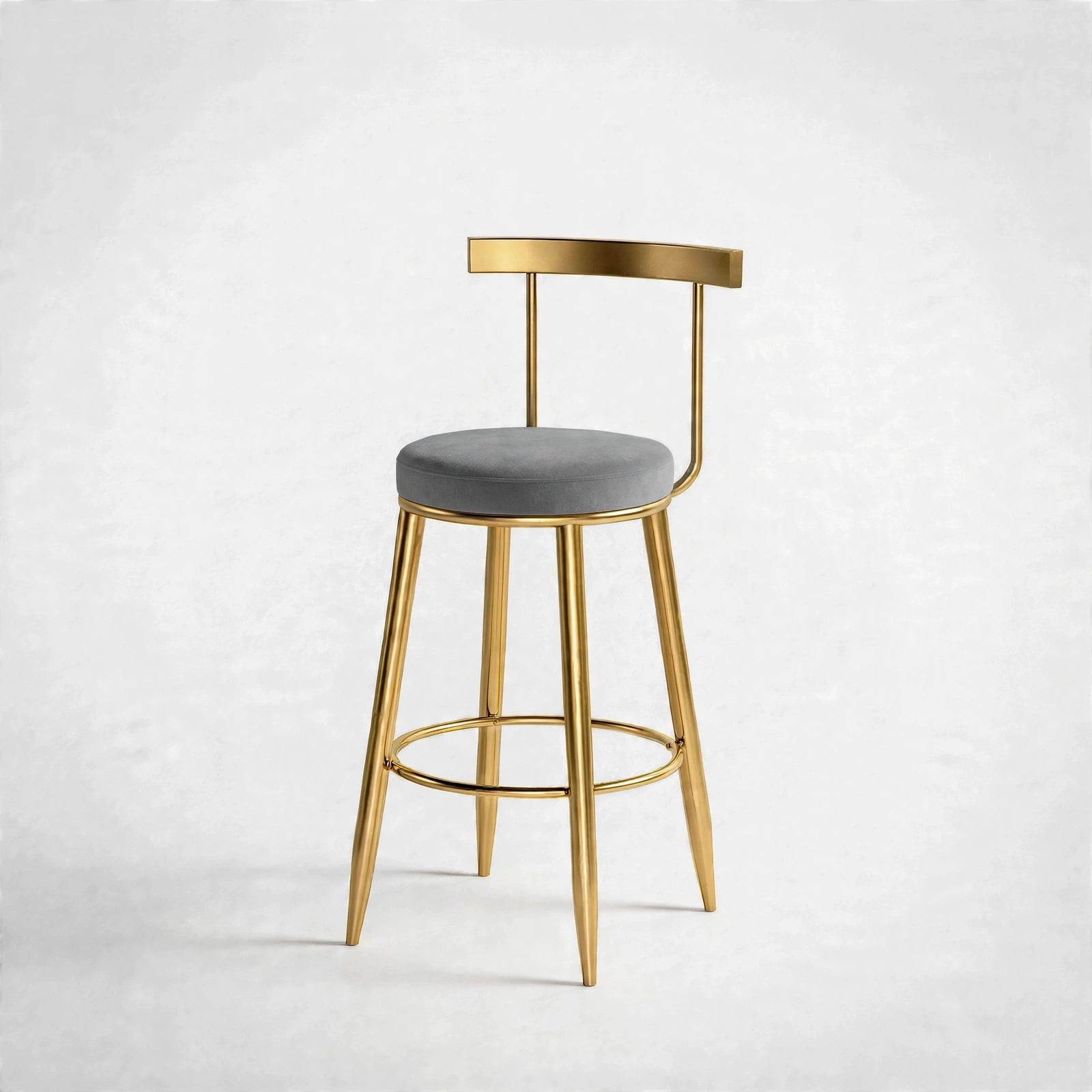 Nutech Decor Velvet Counter Height Bar Stool with Solid Backrest with Black & Gold Legs | Kitchen & Bar Seating