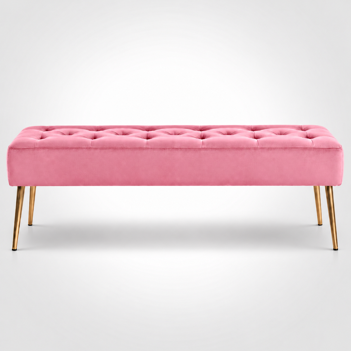 Nutech Impex Modern Velvet Bench Ottoman with Gold Metal Legs | Tufted Upholstered Bench for Bedroom, Living Room & Entryway | Footrest & Accent Seating