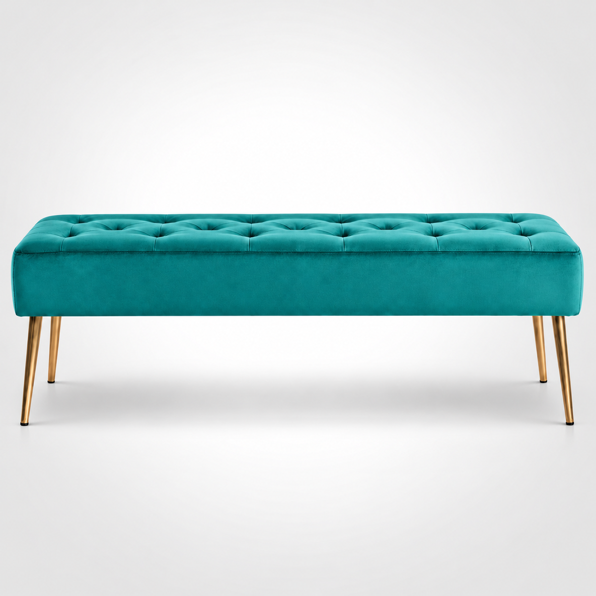 Nutech Impex Modern Velvet Bench Ottoman with Gold Metal Legs | Tufted Upholstered Bench for Bedroom, Living Room & Entryway | Footrest & Accent Seating