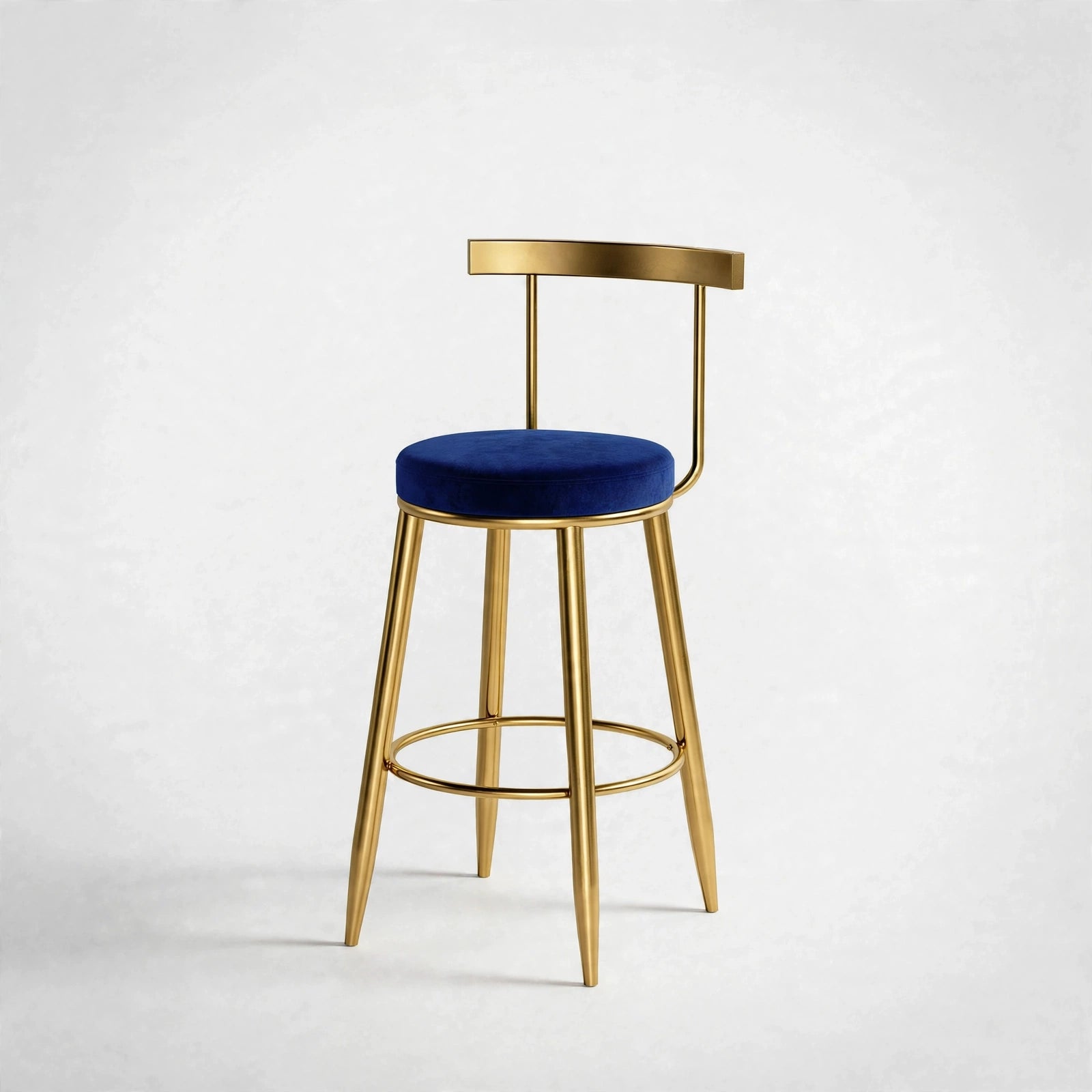 Nutech Decor Velvet Counter Height Bar Stool with Solid Backrest with Gold Legs | Kitchen & Bar Seating