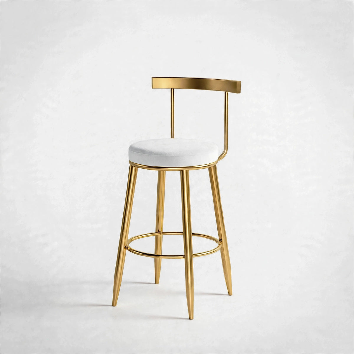 Nutech Decor Velvet Counter Height Bar Stool with Solid Backrest with Black & Gold Legs | Kitchen & Bar Seating