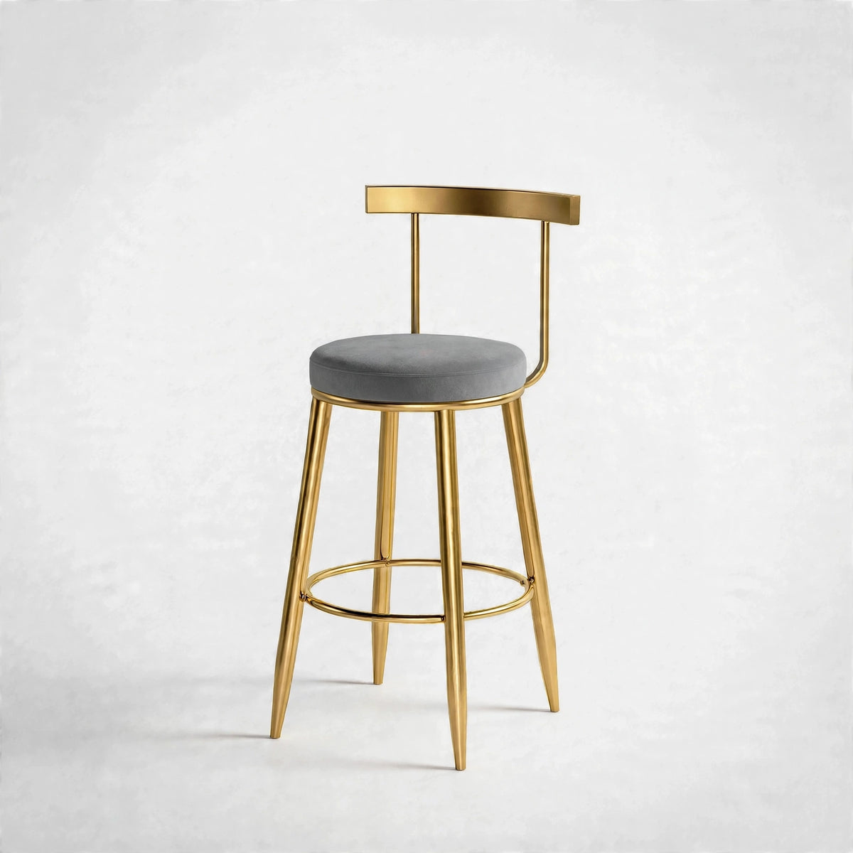 Nutech Decor Velvet Counter Height Bar Stool with Solid Backrest with Gold Legs | Kitchen & Bar Seating