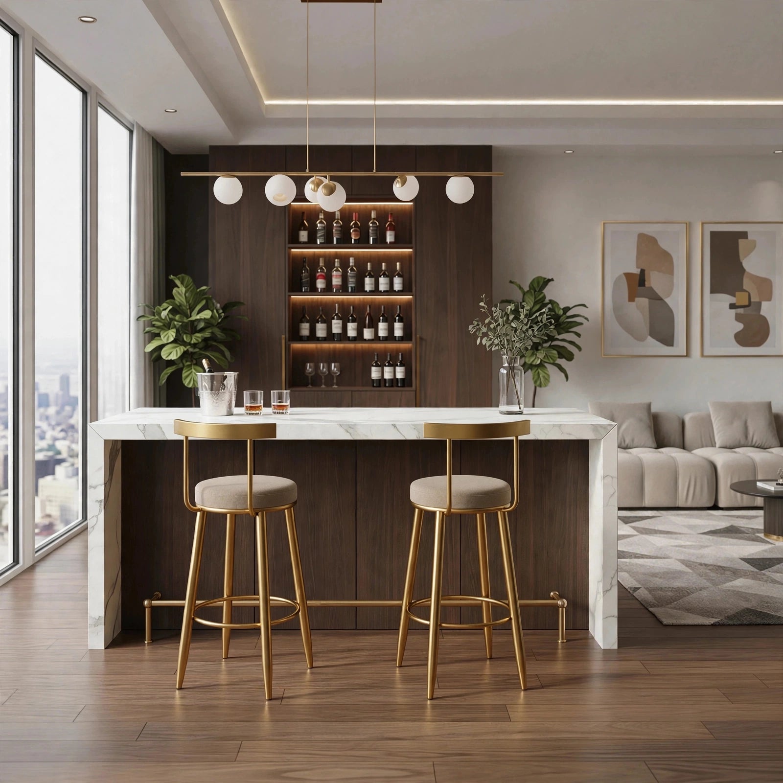 Nutech Decor Velvet Counter Height Bar Stool with Solid Backrest with Black & Gold Legs | Kitchen & Bar Seating
