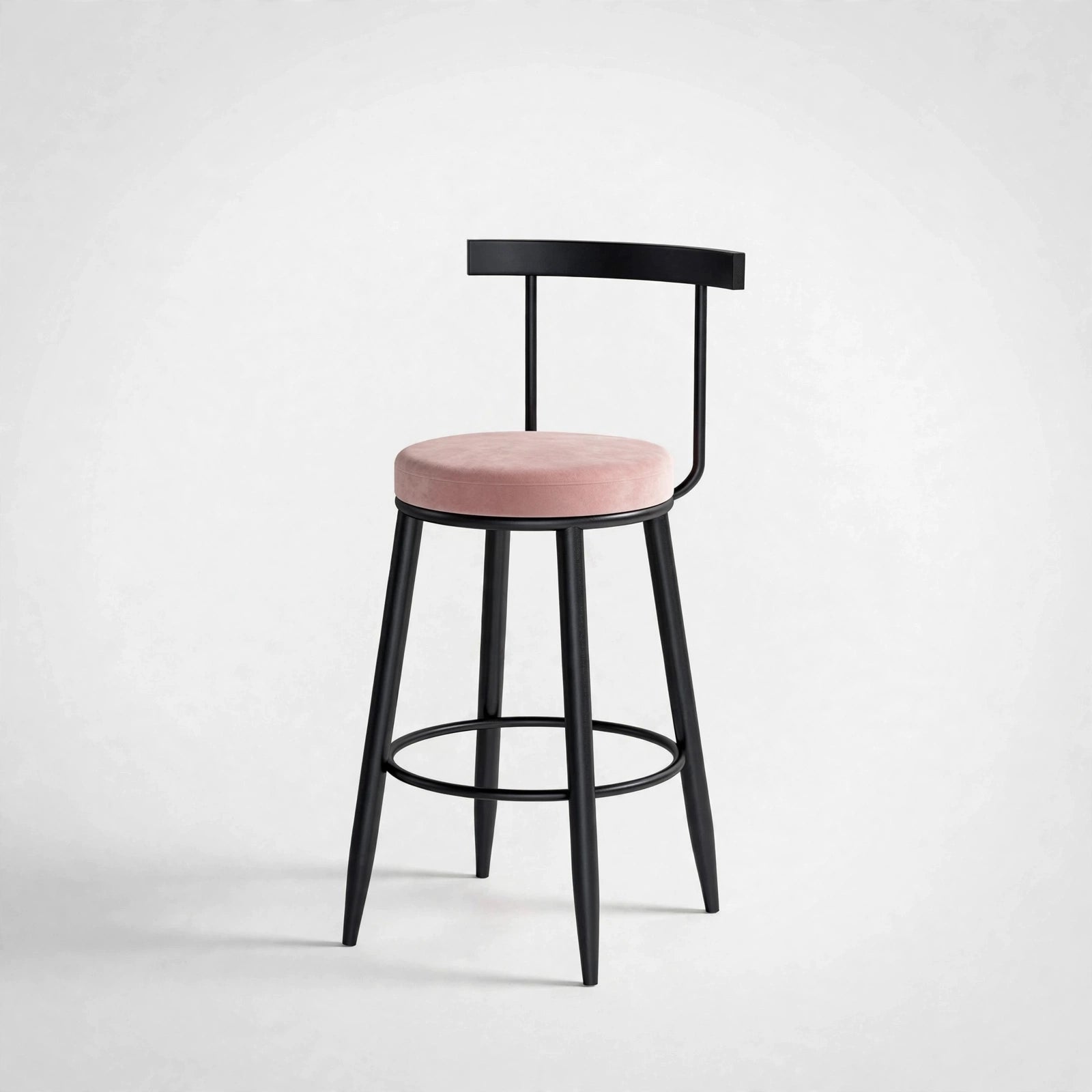 Nutech Decor Velvet Counter Height Bar Stool with Solid Backrest with Black Legs | Kitchen & Bar Seating
