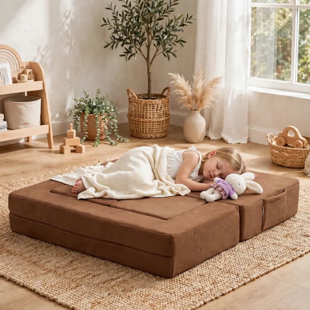 Nutech Decor Corduroy Kids Play Couch – Modular Toddler Sofa for Play, Reading & Relaxing