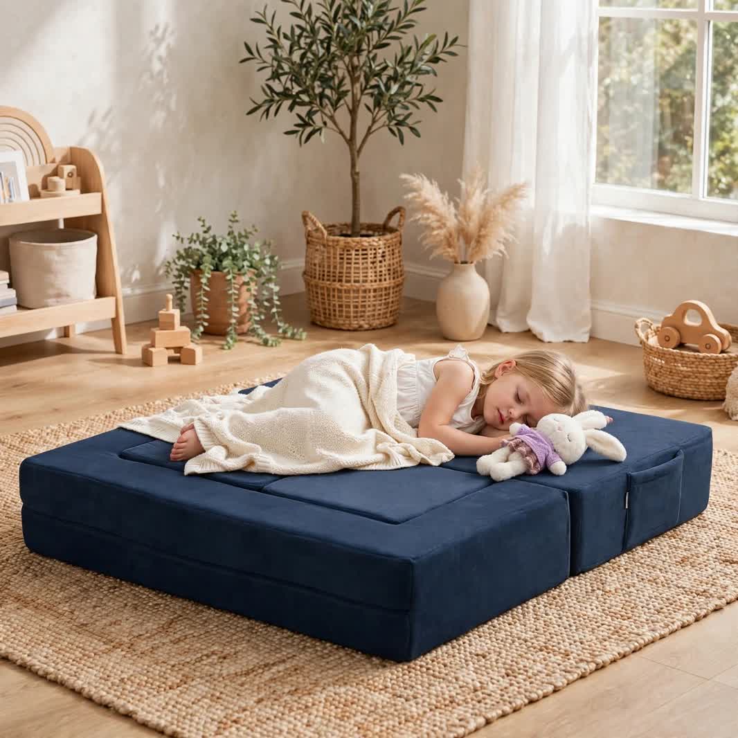 Nutech Decor Corduroy Kids Play Couch – Modular Toddler Sofa for Play, Reading & Relaxing