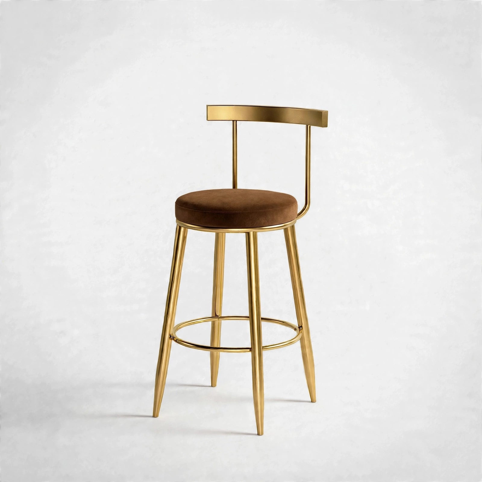 Nutech Decor Velvet Counter Height Bar Stool with Solid Backrest with Black & Gold Legs | Kitchen & Bar Seating