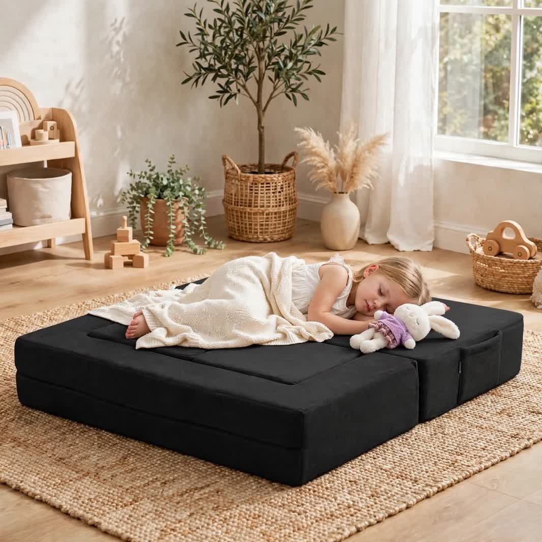 Nutech Decor Corduroy Kids Play Couch – Modular Toddler Sofa for Play, Reading & Relaxing
