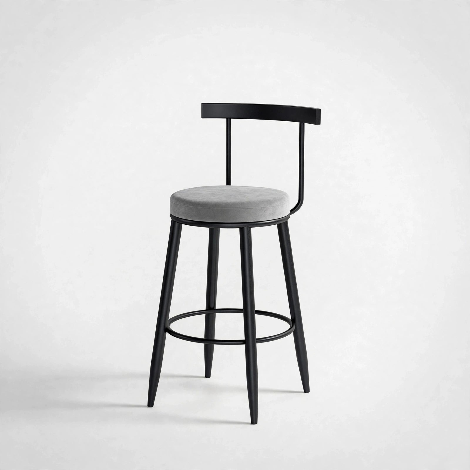 Nutech Decor Velvet Counter Height Bar Stool with Solid Backrest with Black Legs | Kitchen & Bar Seating