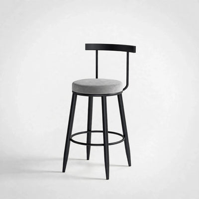 Nutech Decor Velvet Counter Height Bar Stool with Solid Backrest with Black & Gold Legs | Kitchen & Bar Seating