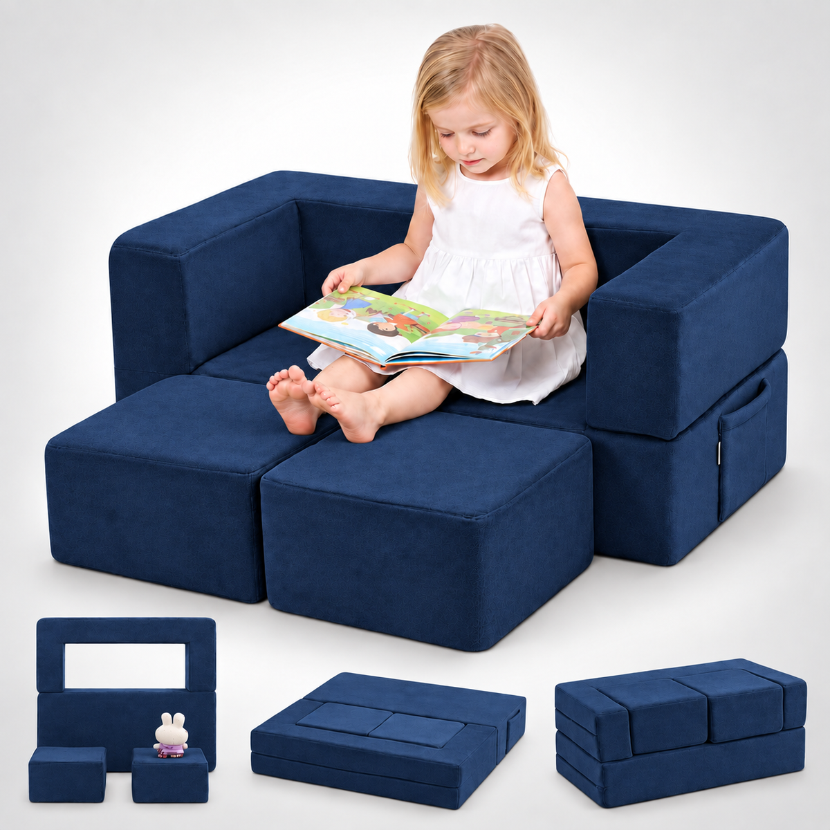 Nutech Decor Corduroy Kids Play Couch – Modular Toddler Sofa for Play, Reading & Relaxing