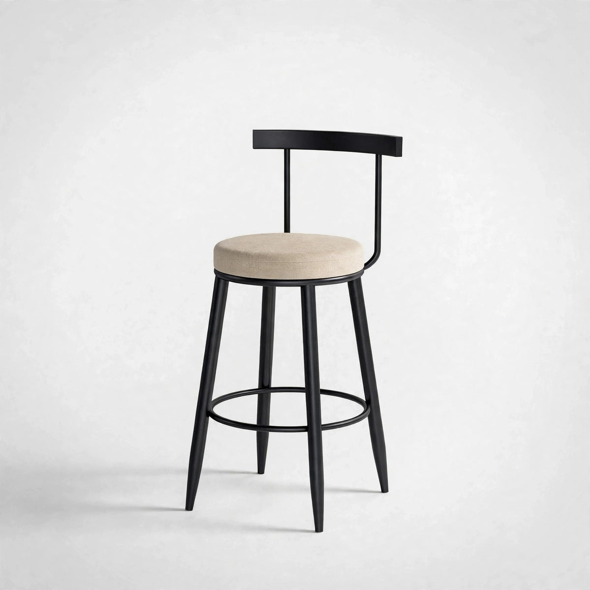Nutech Decor Velvet Counter Height Bar Stool with Solid Backrest with Black Legs | Kitchen & Bar Seating