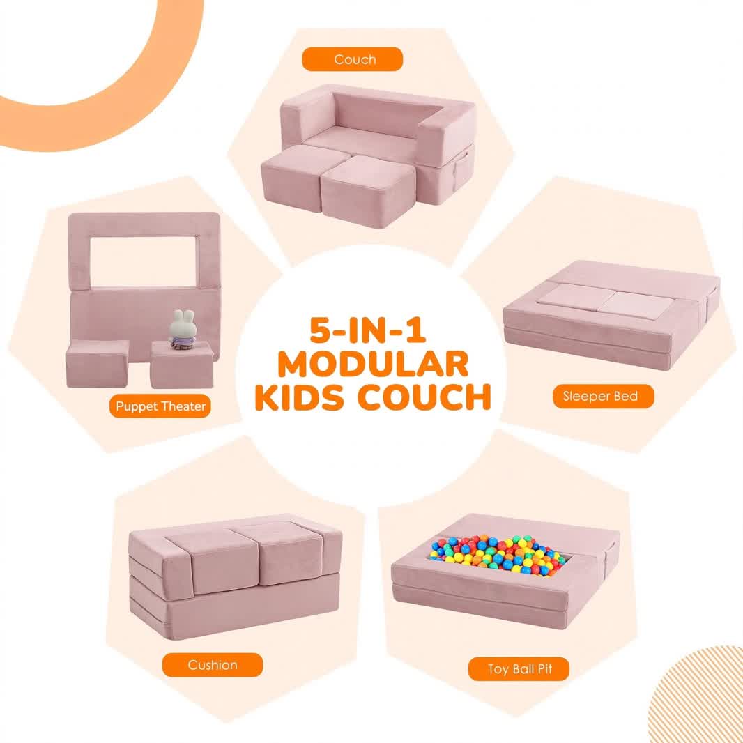 Nutech Decor Corduroy Kids Play Couch – Modular Toddler Sofa for Play, Reading & Relaxing