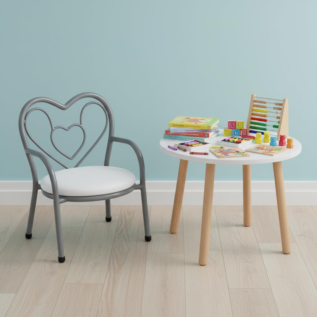 Nutech Decor Heart Kids Chair | Cushioned Metal Study & Activity Chair