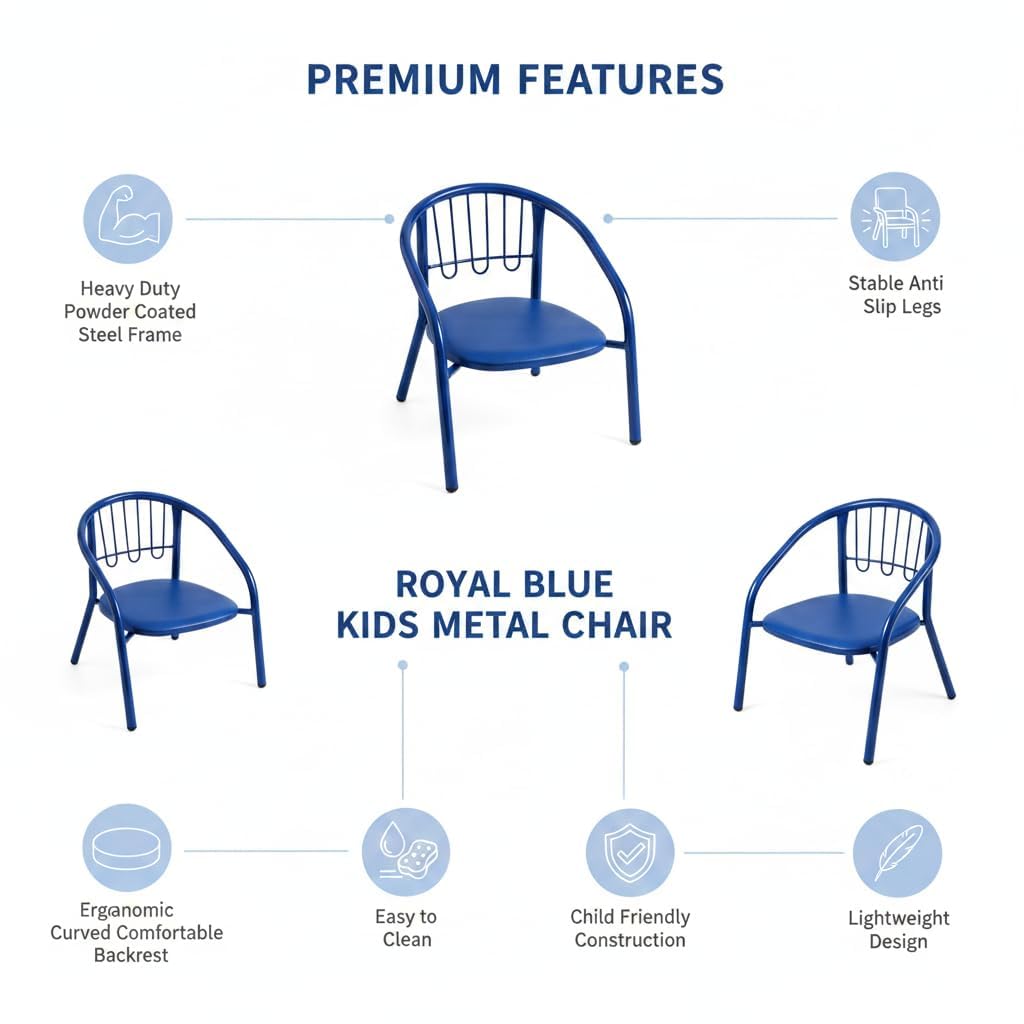 Nutech Decor Kids Activity Chair – Cushioned Metal Chair for Home & School Study, Play & Dining Chair