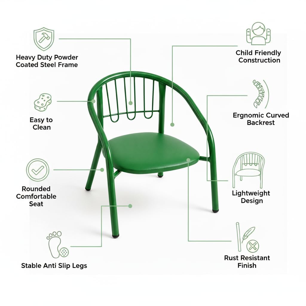 Nutech Decor Kids Activity Chair – Cushioned Metal Chair for Home & School Study, Play & Dining Chair