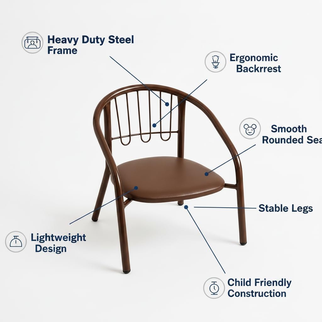Nutech Decor Kids Activity Chair – Cushioned Metal Chair for Home & School Study, Play & Dining Chair