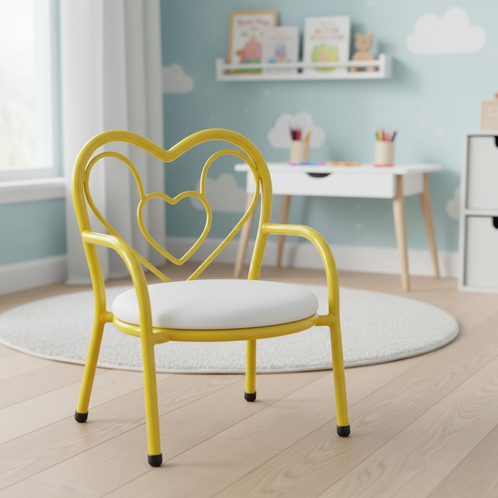 Nutech Decor Heart Kids Chair | Cushioned Metal Study & Activity Chair