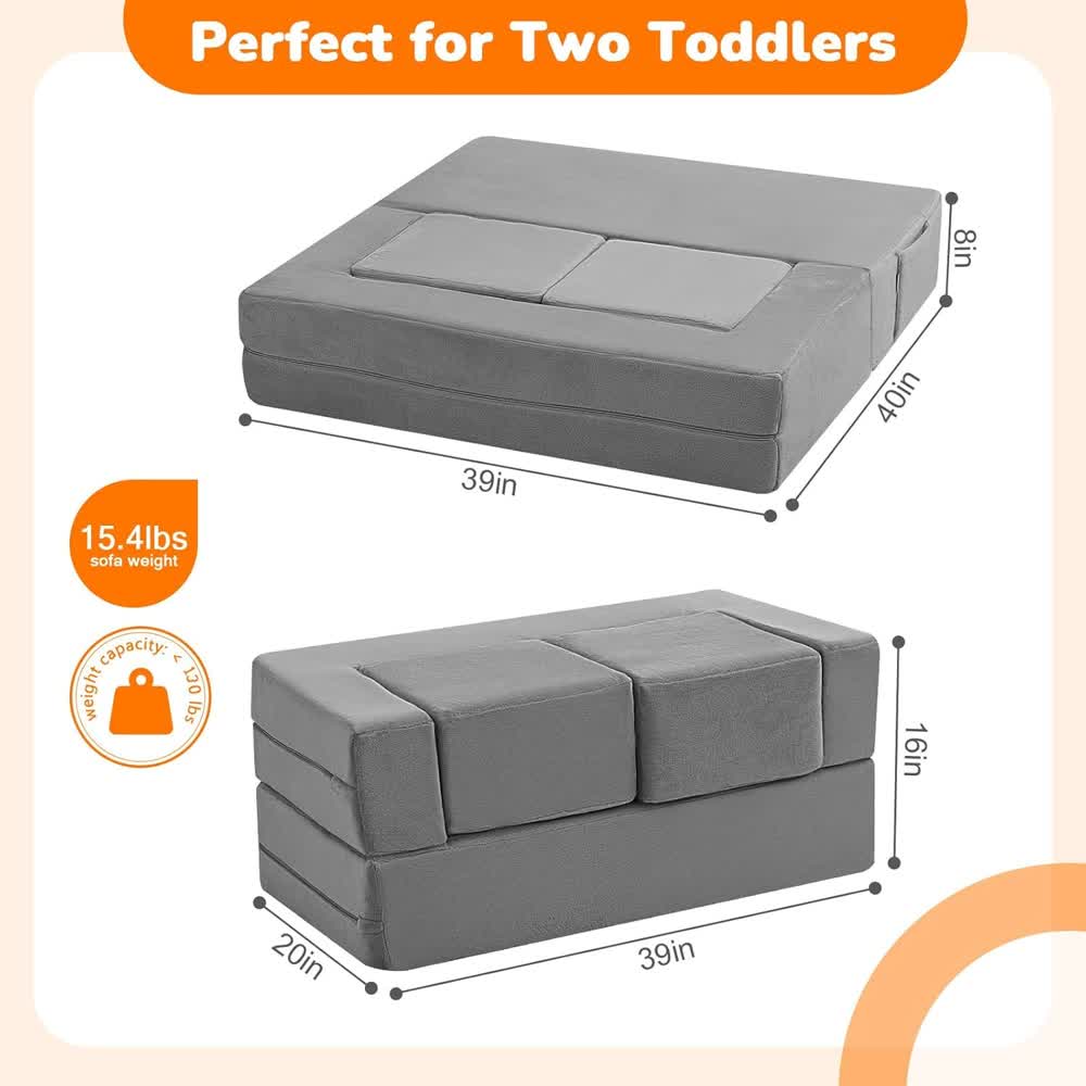 Nutech Decor Corduroy Kids Play Couch – Modular Toddler Sofa for Play, Reading & Relaxing