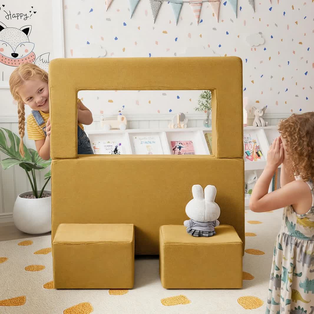 Nutech Decor Corduroy Kids Play Couch – Modular Toddler Sofa for Play, Reading & Relaxing