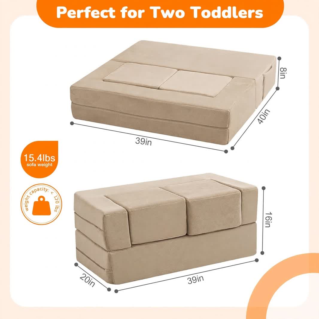 Nutech Decor Corduroy Kids Play Couch – Modular Toddler Sofa for Play, Reading & Relaxing