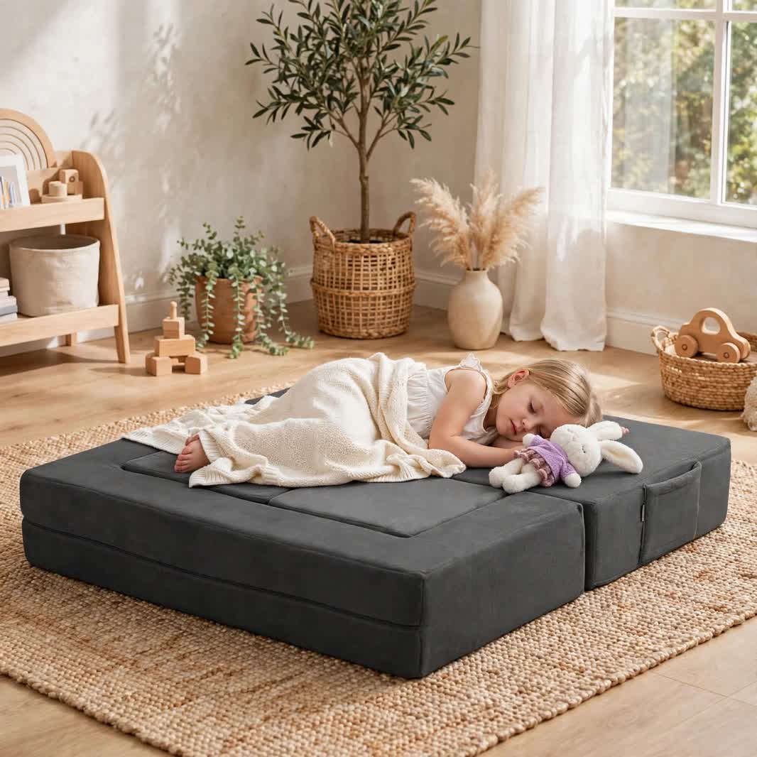 Nutech Decor Corduroy Kids Play Couch – Modular Toddler Sofa for Play, Reading & Relaxing