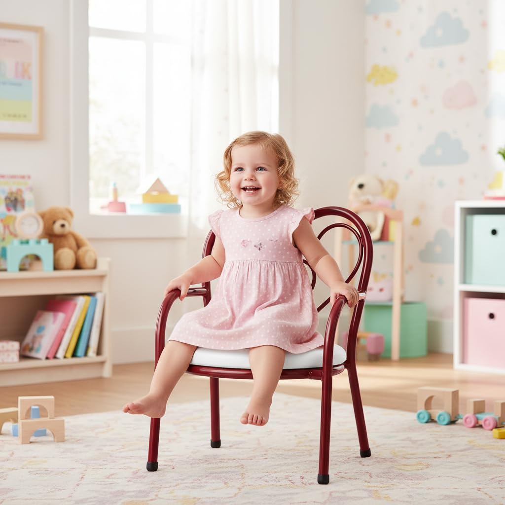Nutech Decor Heart Kids Chair | Cushioned Metal Study & Activity Chair
