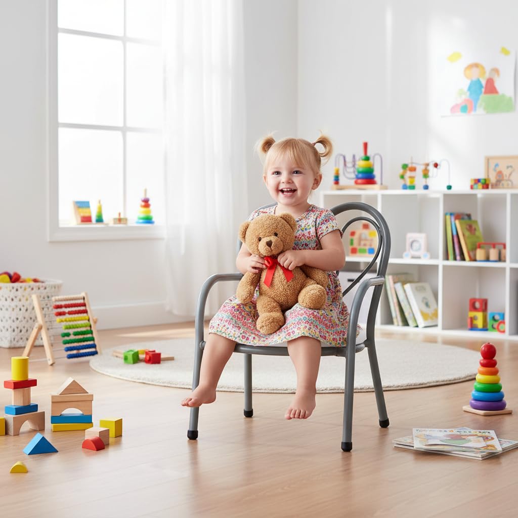 Nutech Decor Heart Kids Chair | Cushioned Metal Study & Activity Chair