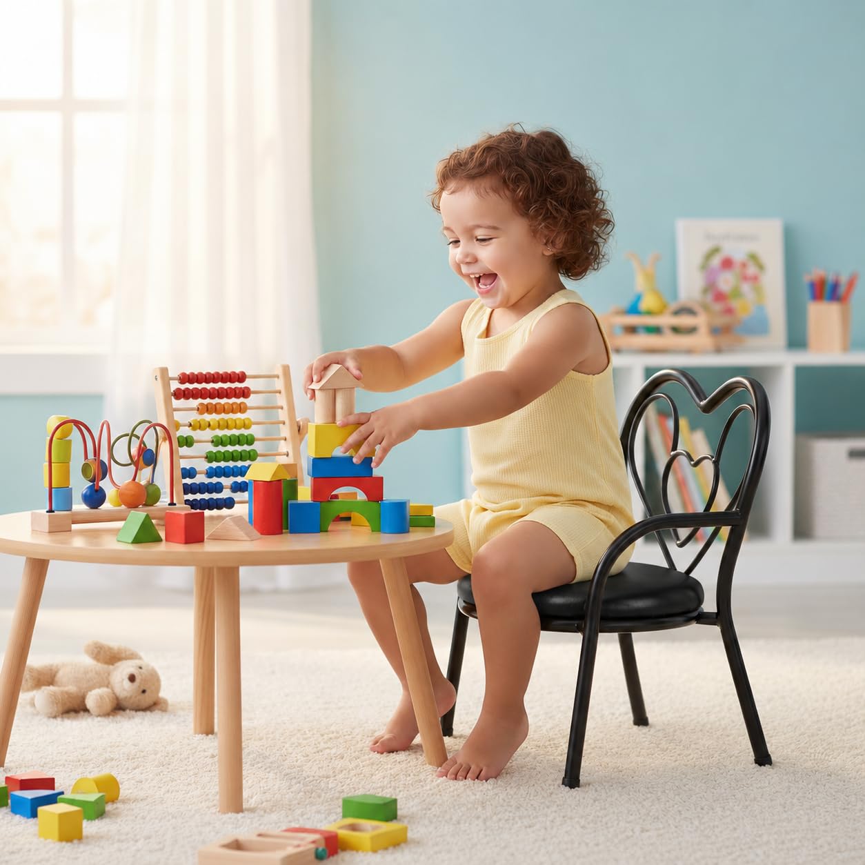 Nutech Decor Heart Kids Chair | Cushioned Metal Study & Activity Chair
