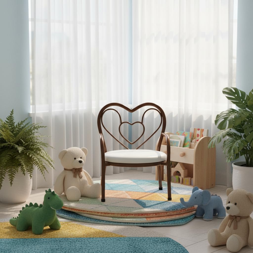 Nutech Decor Heart Kids Chair | Cushioned Metal Study & Activity Chair