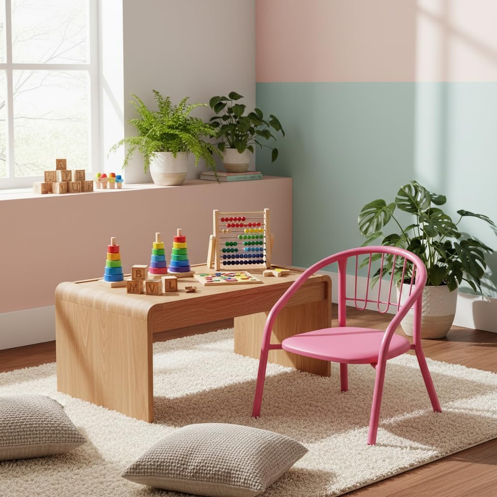 Nutech Decor Kids Activity Chair – Cushioned Metal Chair for Home & School Study, Play & Dining Chair