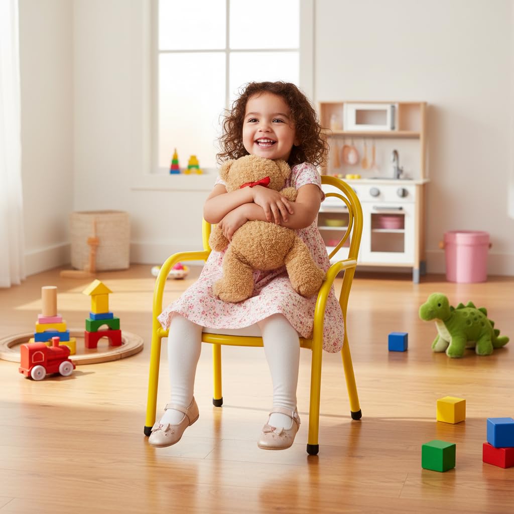 Nutech Decor Heart Kids Chair | Cushioned Metal Study & Activity Chair