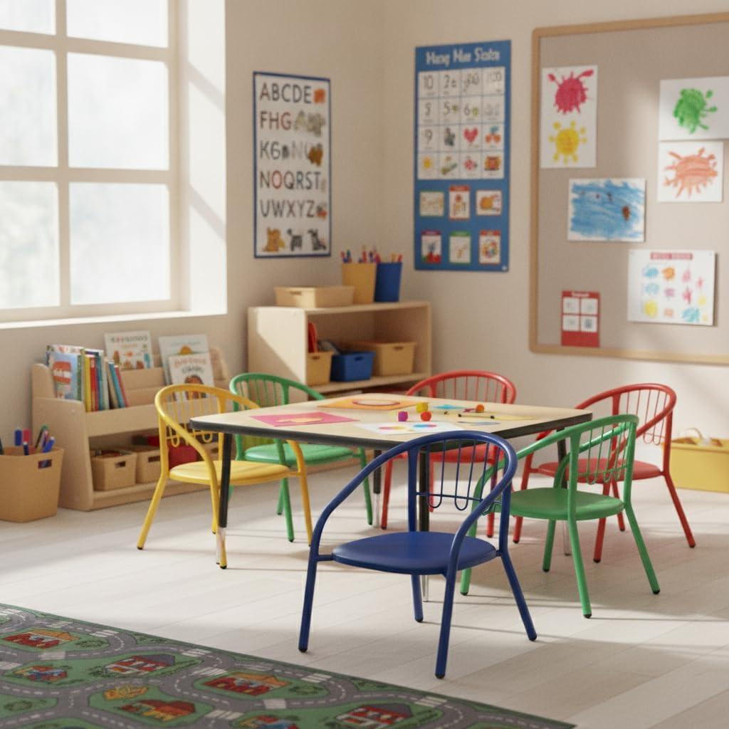 Nutech Decor Kids Activity Chair – Cushioned Metal Chair for Home & School Study, Play & Dining Chair