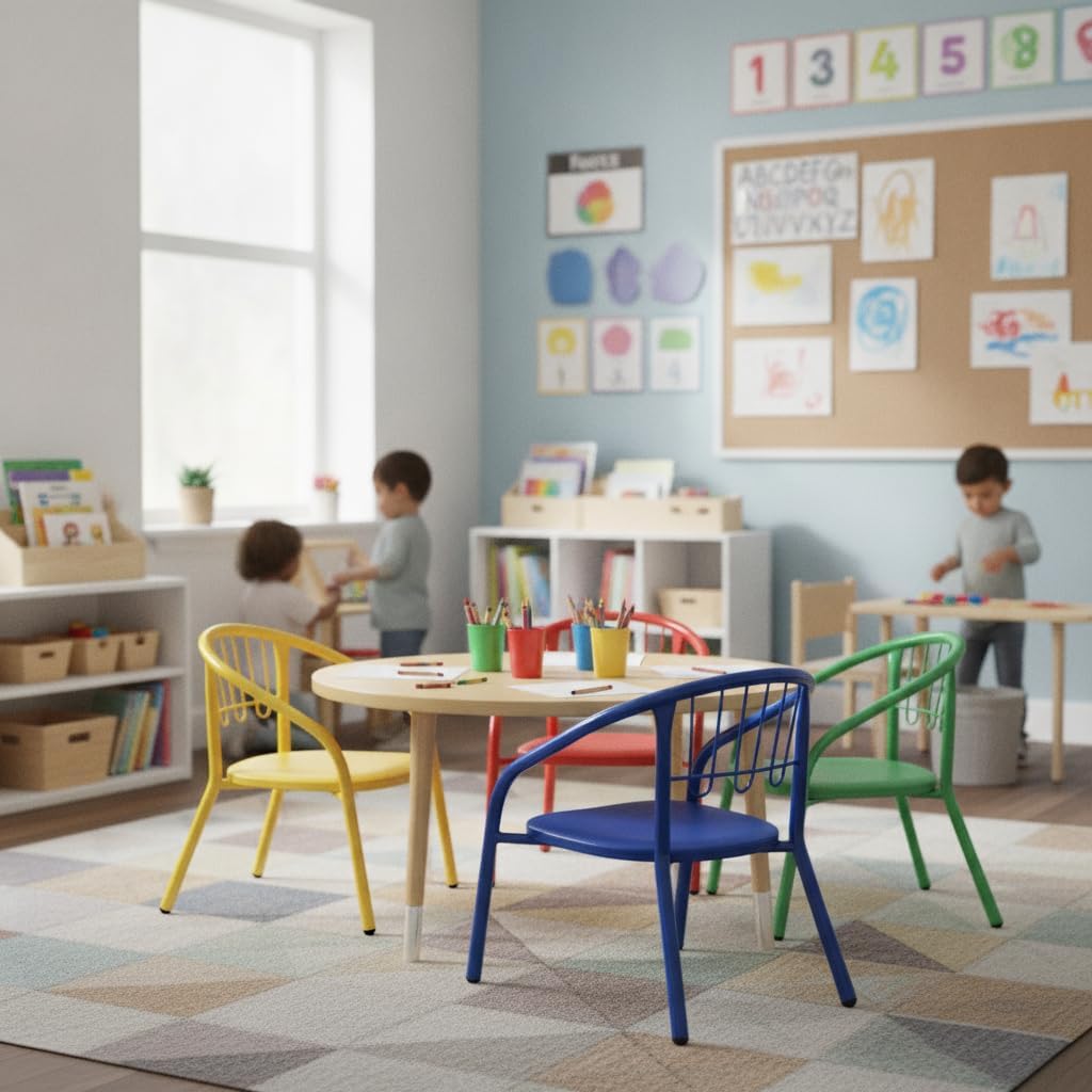 Nutech Decor Kids Activity Chair – Cushioned Metal Chair for Home & School Study, Play & Dining Chair
