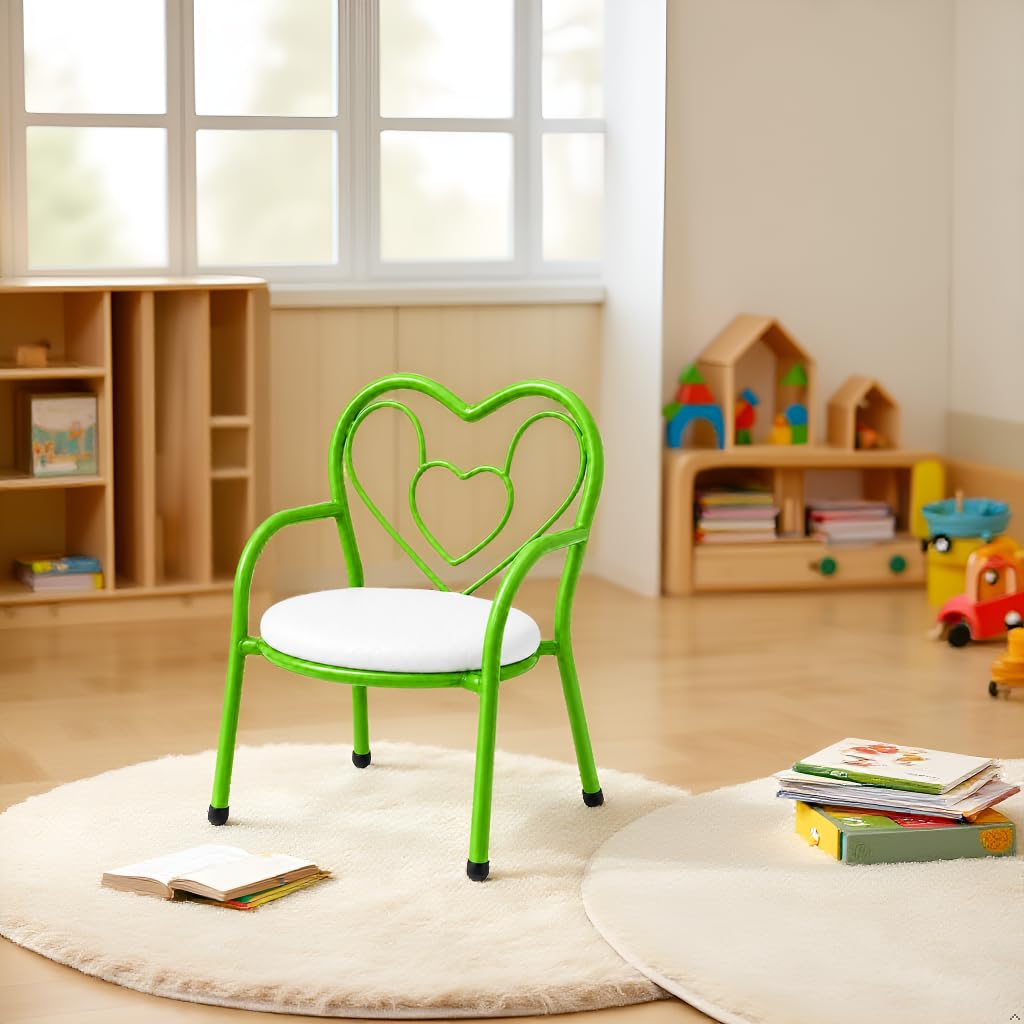 Nutech Decor Heart Kids Chair | Cushioned Metal Study & Activity Chair