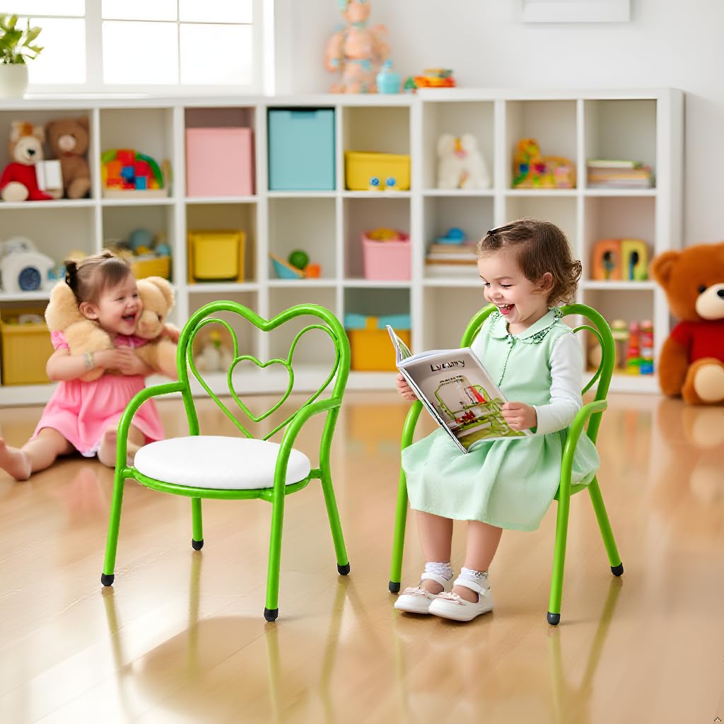 Nutech Decor Heart Kids Chair | Cushioned Metal Study & Activity Chair
