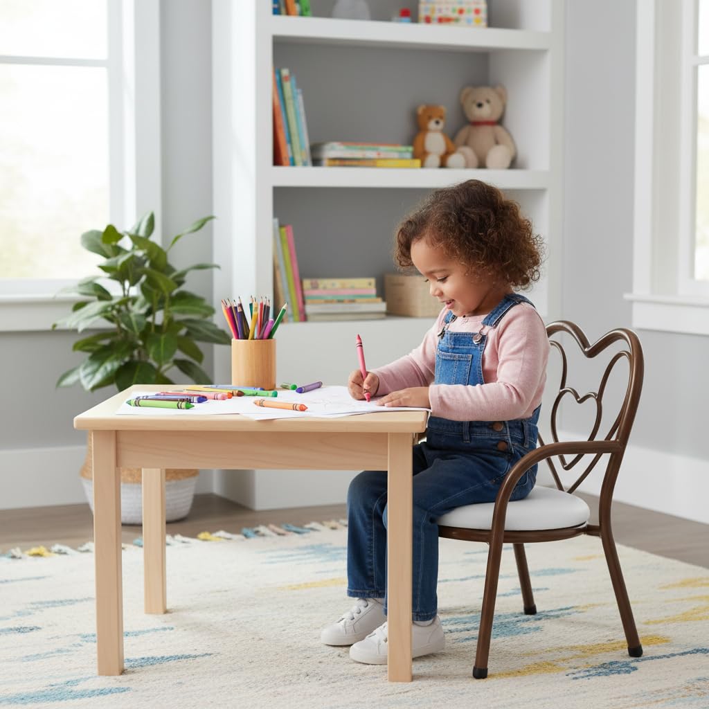 Nutech Decor Heart Kids Chair | Cushioned Metal Study & Activity Chair