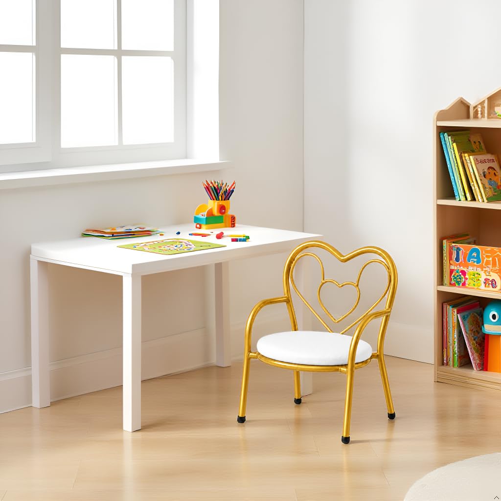 Nutech Decor Heart Kids Chair | Cushioned Metal Study & Activity Chair