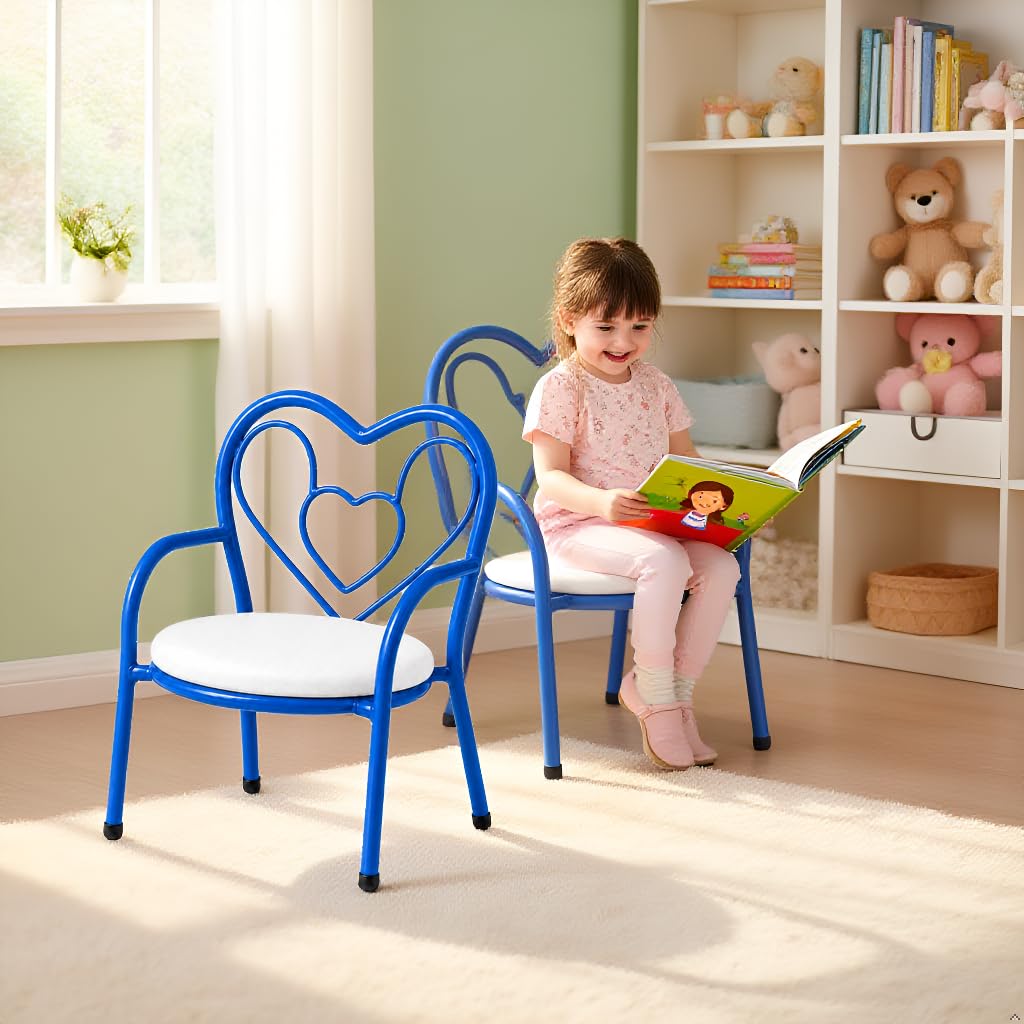 Nutech Decor Heart Kids Chair | Cushioned Metal Study & Activity Chair