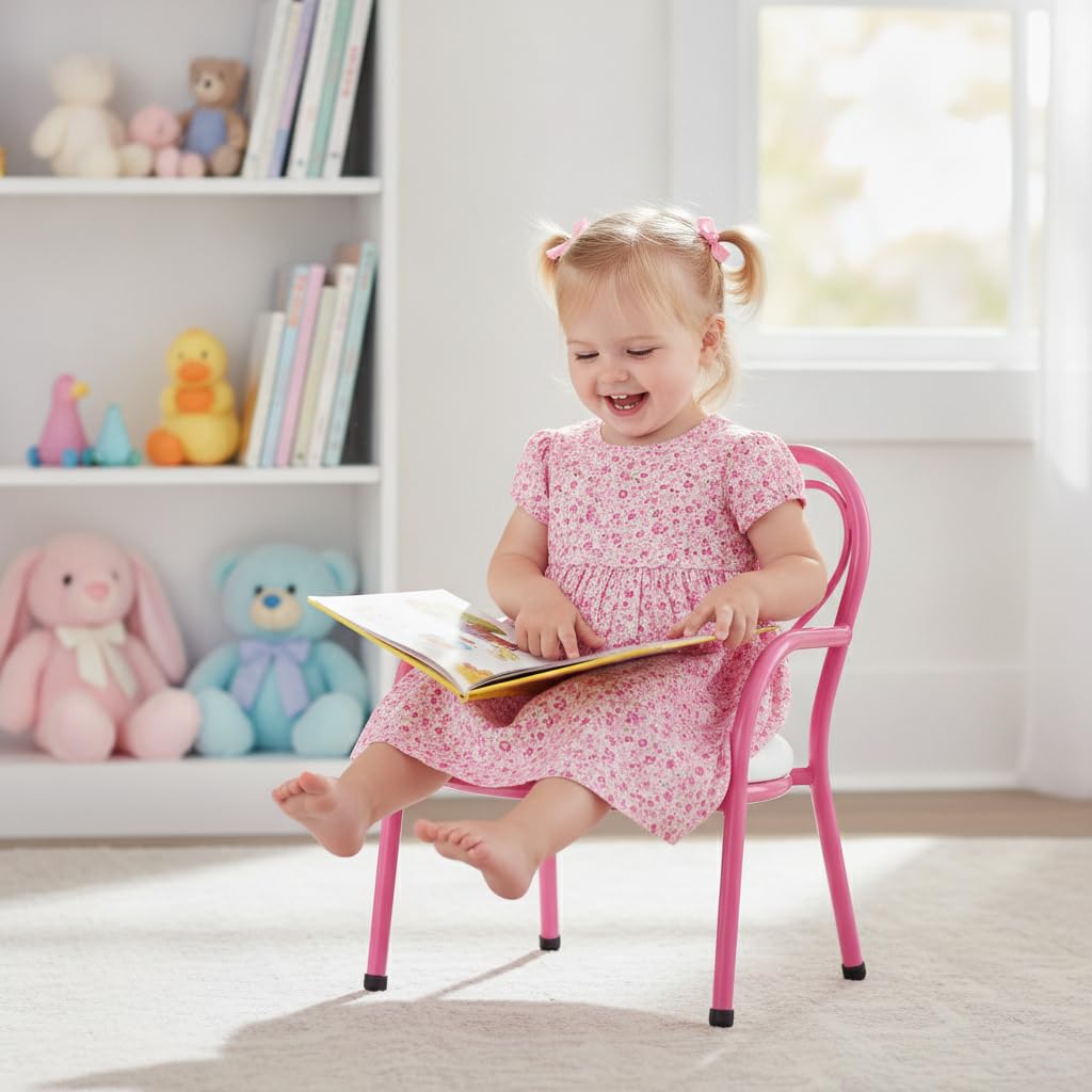 Nutech Decor Heart Kids Chair | Cushioned Metal Study & Activity Chair