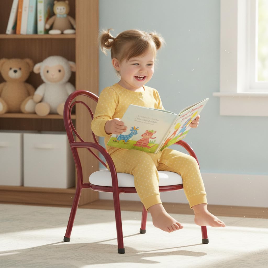 Nutech Decor Heart Kids Chair | Cushioned Metal Study & Activity Chair