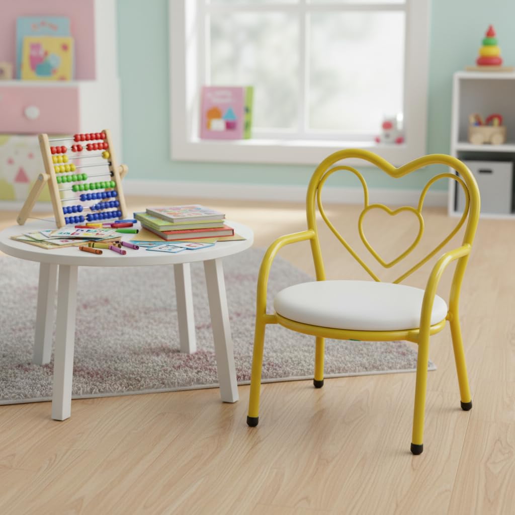 Nutech Decor Heart Kids Chair | Cushioned Metal Study & Activity Chair