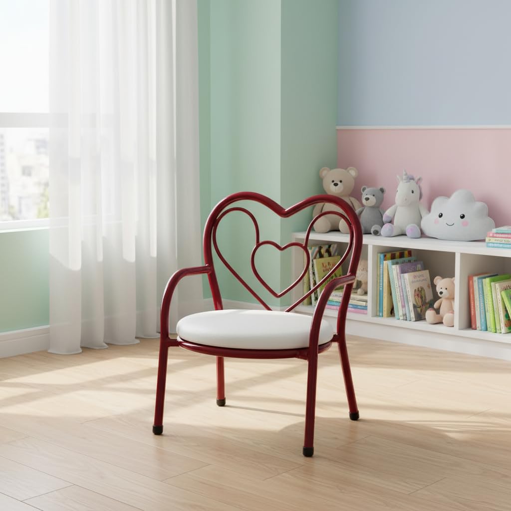 Nutech Decor Heart Kids Chair | Cushioned Metal Study & Activity Chair