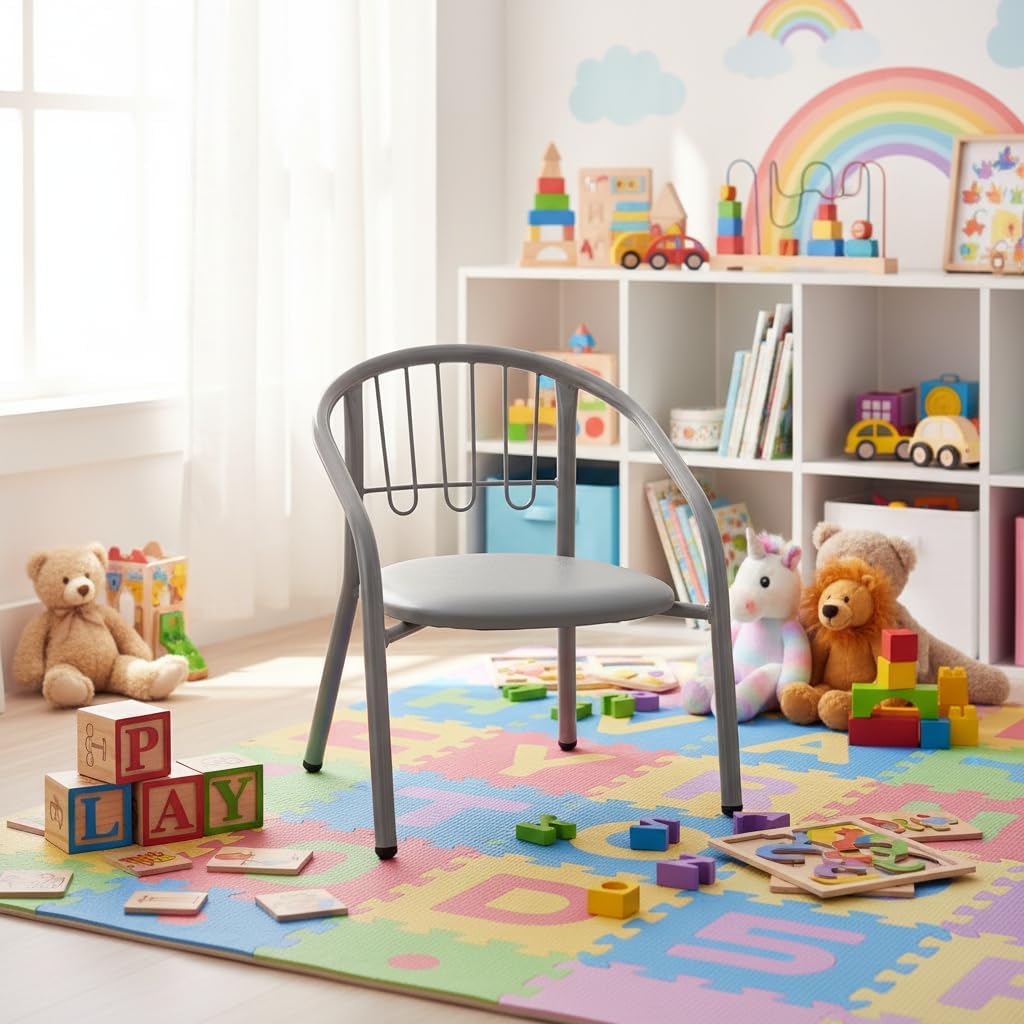 Nutech Decor Kids Activity Chair – Cushioned Metal Chair for Home & School Study, Play & Dining Chair