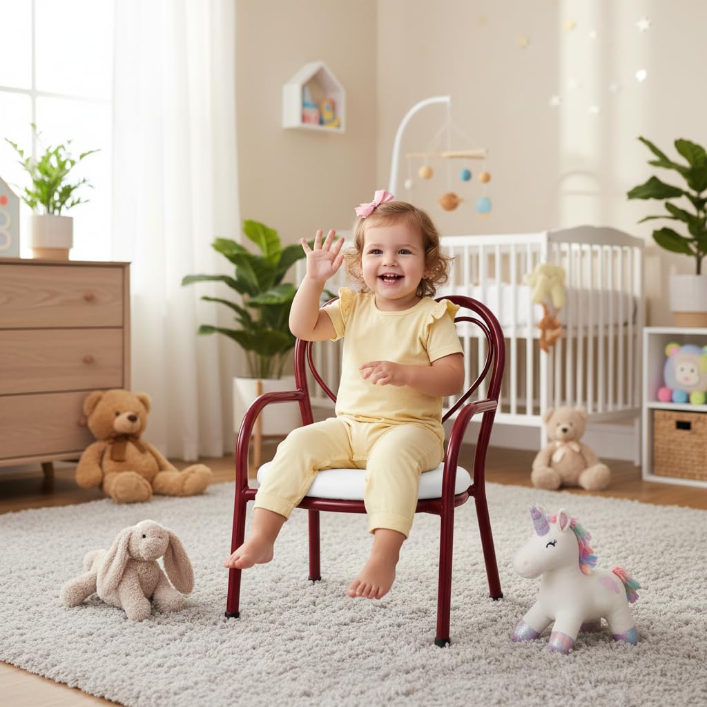 Nutech Decor Heart Kids Chair | Cushioned Metal Study & Activity Chair
