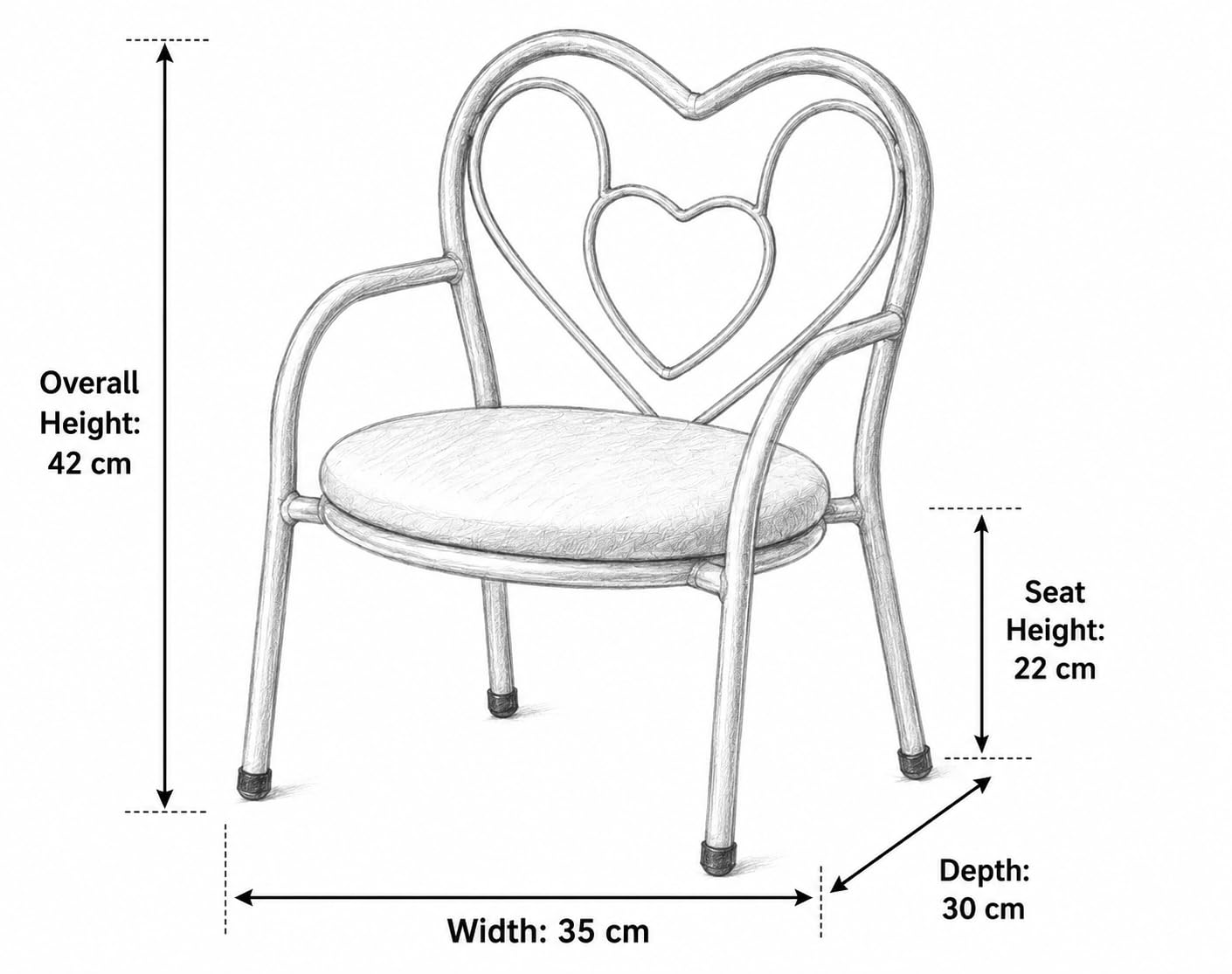 Nutech Decor Heart Kids Chair | Cushioned Metal Study & Activity Chair