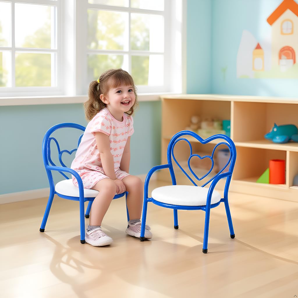 Nutech Decor Heart Kids Chair | Cushioned Metal Study & Activity Chair