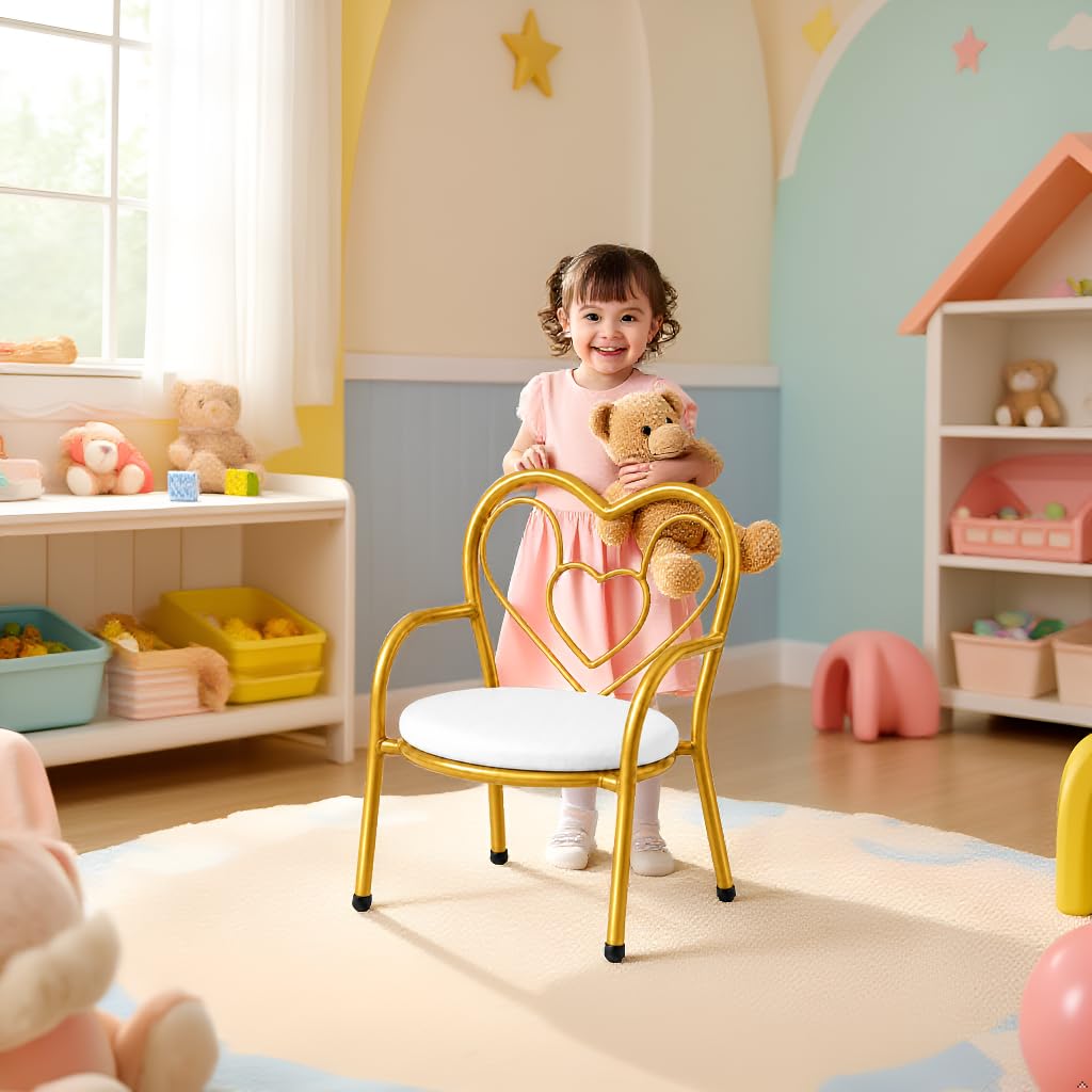 Nutech Decor Heart Kids Chair | Cushioned Metal Study & Activity Chair