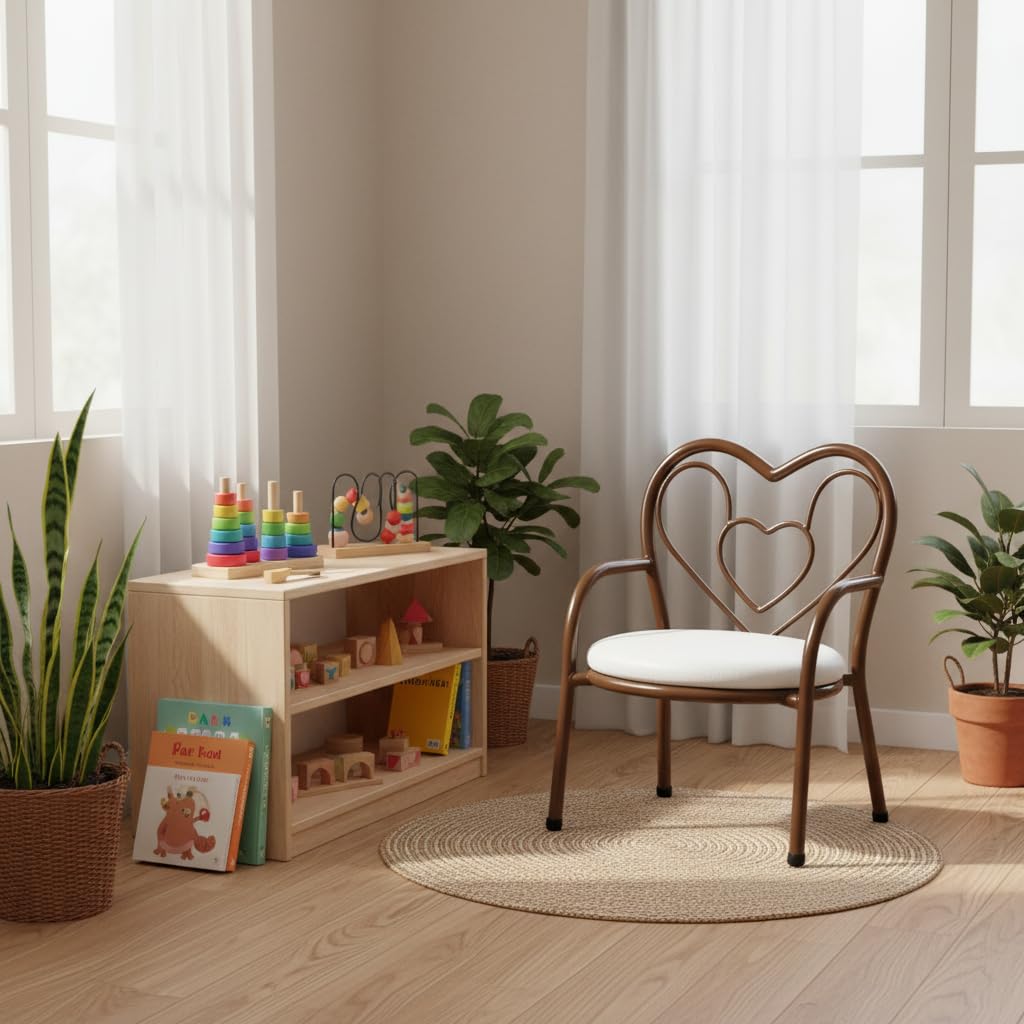 Nutech Decor Heart Kids Chair | Cushioned Metal Study & Activity Chair